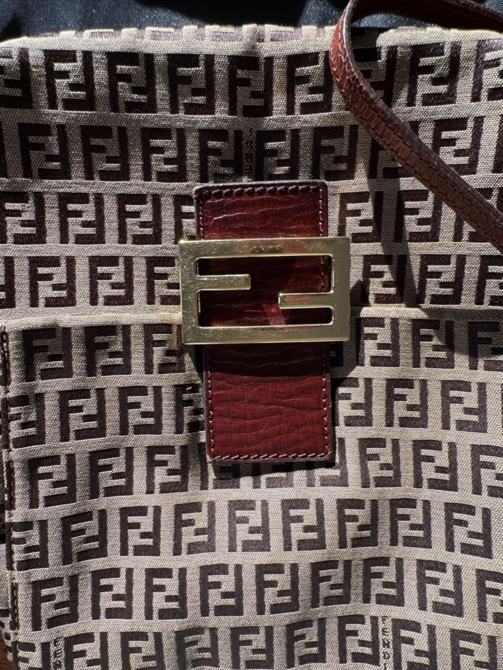 Fendi Vintage Zucchino Brown and Tan Monogram Crossbody Bag w/Dust Bag and COA - Picture 6 of 16